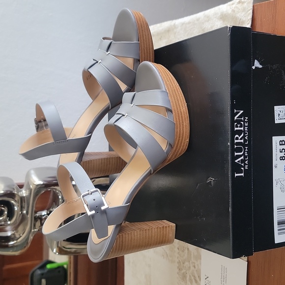 Ralph Lauren Ankle Strap  Platform Sandals 1" Platform 2.75" heel 100% Authentic - Picture 3 of 13